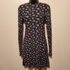 Black and White Long-Sleeved Sweater Dress